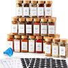 Empty Spice Jars With Label Pack (12x Bamboo Lid Glass Jar). Small 6oz Spice Storage Bottles.